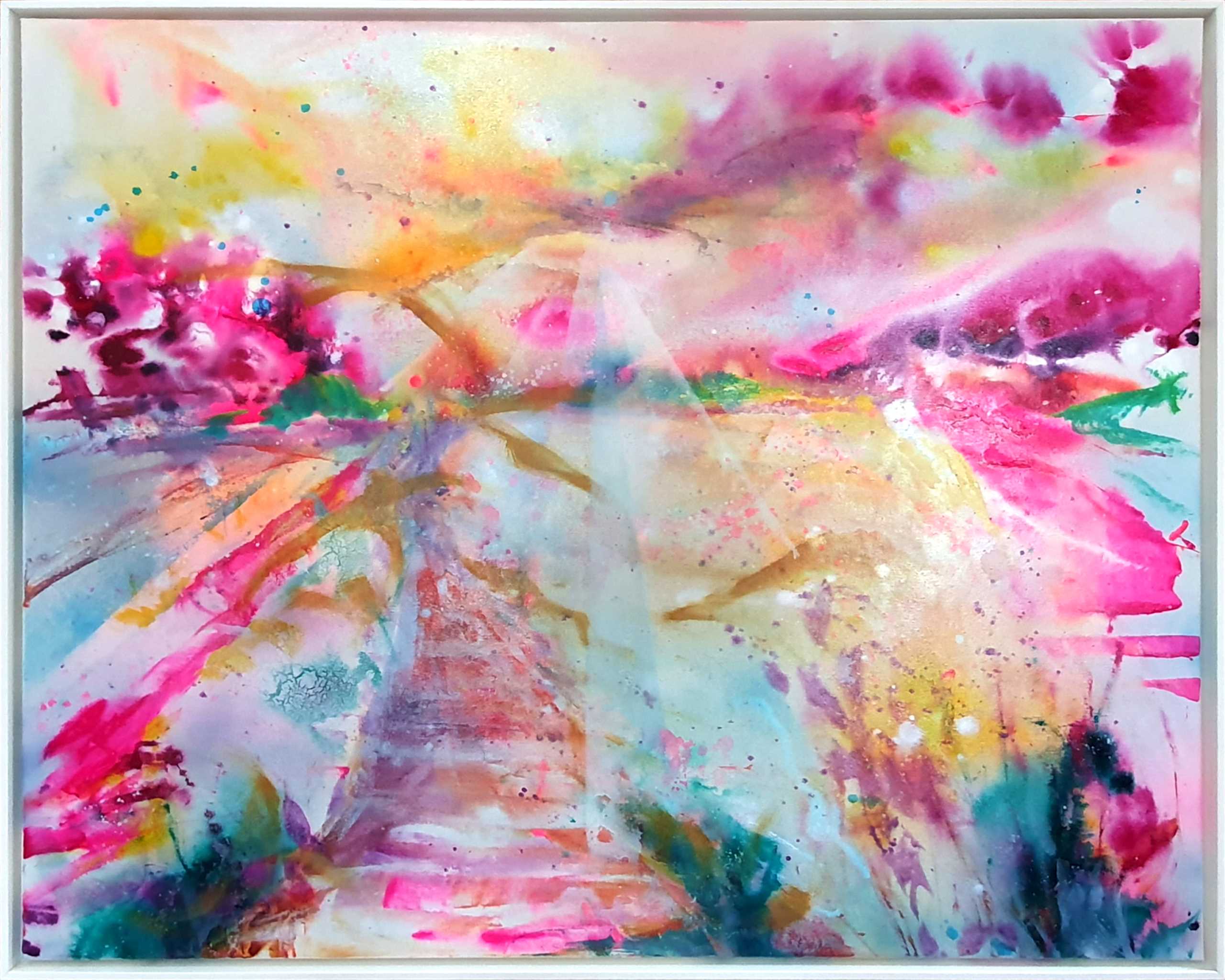Eine abstrakte Landschaft in kräftigen Neonfarben