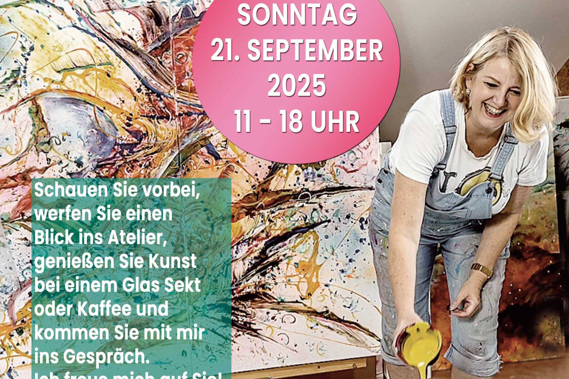 Plakat zum offenen Atelier bei der Künstlerin Petra Heck